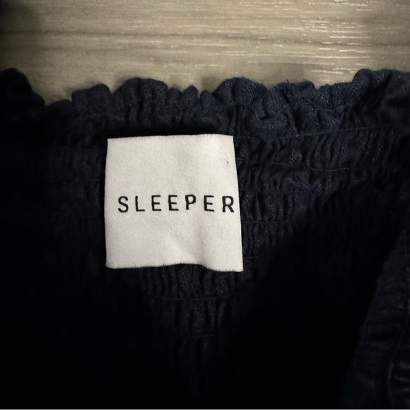 Sleeper Atlanta Linen Midi Dress in Navy Blue Size Large - Picture 5 of 8